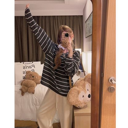 Autumn And Winter Lazy Style Loose Feeling Brushed Base Shirt