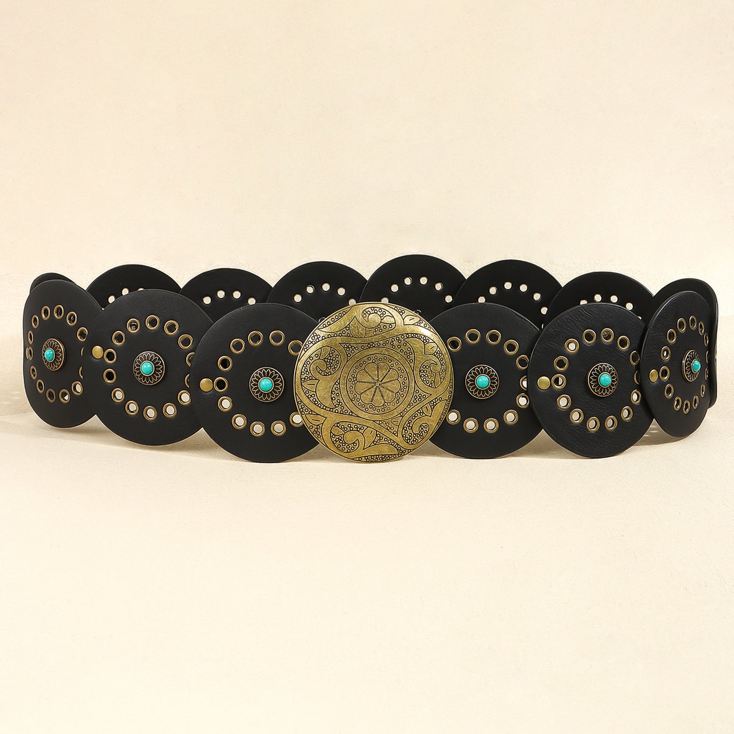 Waist Western Style Disc Personality Turquoise Air Eye Belt