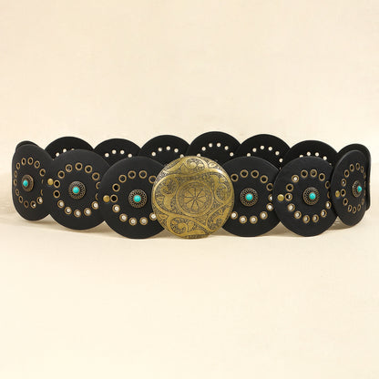 Waist Western Style Disc Personality Turquoise Air Eye Belt