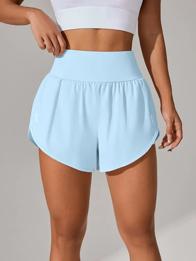 Loose-fitting High-waisted Ruffled Yoga Shorts