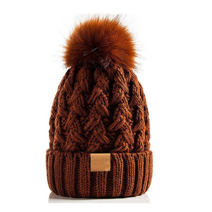 Snow Cap Knitted Hat Unisex Rolled Brim