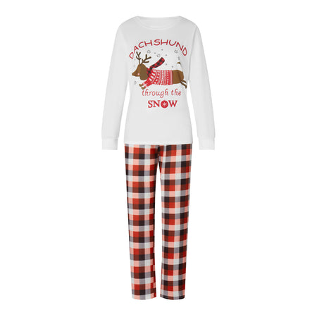 Parent-child Elk Pattern Plaid Pants Christmas Suit Long Sleeve