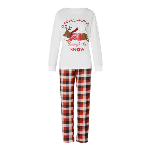 Parent-child Elk Pattern Plaid Pants Christmas Suit Long Sleeve
