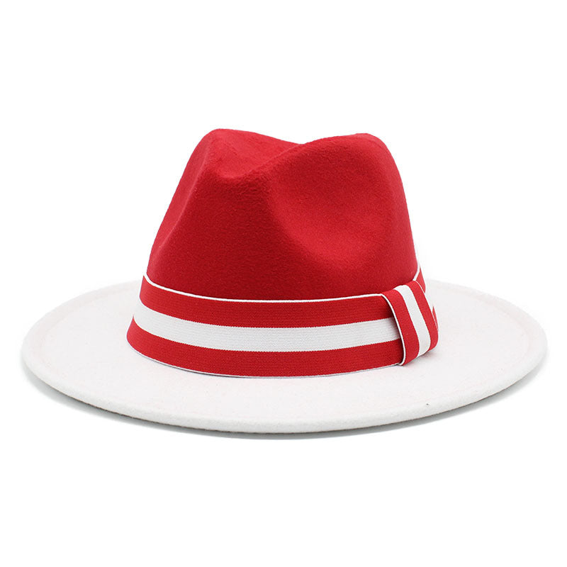 Fashionable Two-tone Patchwork Wool Top Hat
