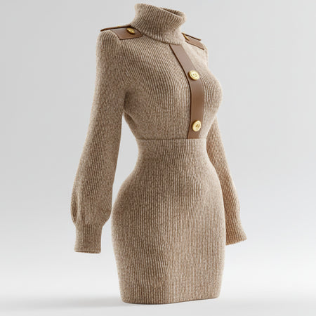 Women's Turtleneck Long-sleeve Knit Dress