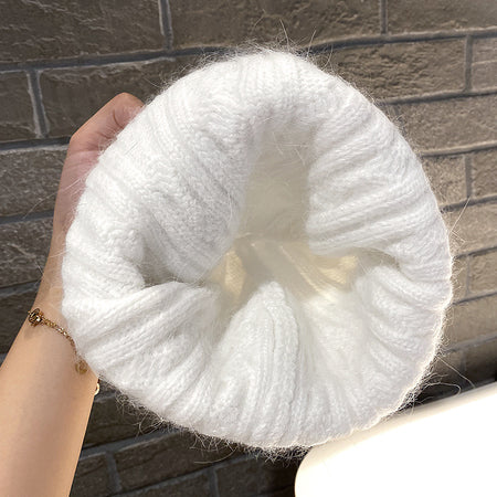 Cute Cat-ear Knitted Wool Warm Hat Versatile Face-slimming