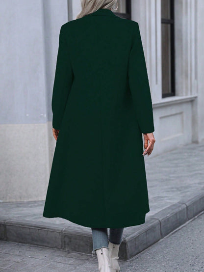 Autumn And Winter Long Coat For Women, Minimalist And Fashionable, Elegant For Commuting, Double-breasted Long-sleeve Faux Wool Long Women's Coat.