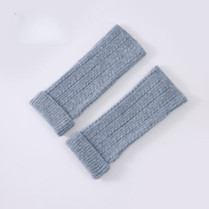 Knitted Fingerless Wool-blend Thermal Knit Gloves