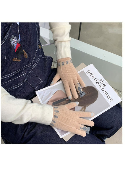 Winter Fingerless Knitted Gloves Touchscreen Warm Windproof