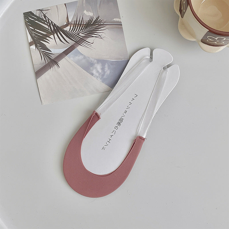 High Heel Socks Women Cotton Ice Silk Boat Socks