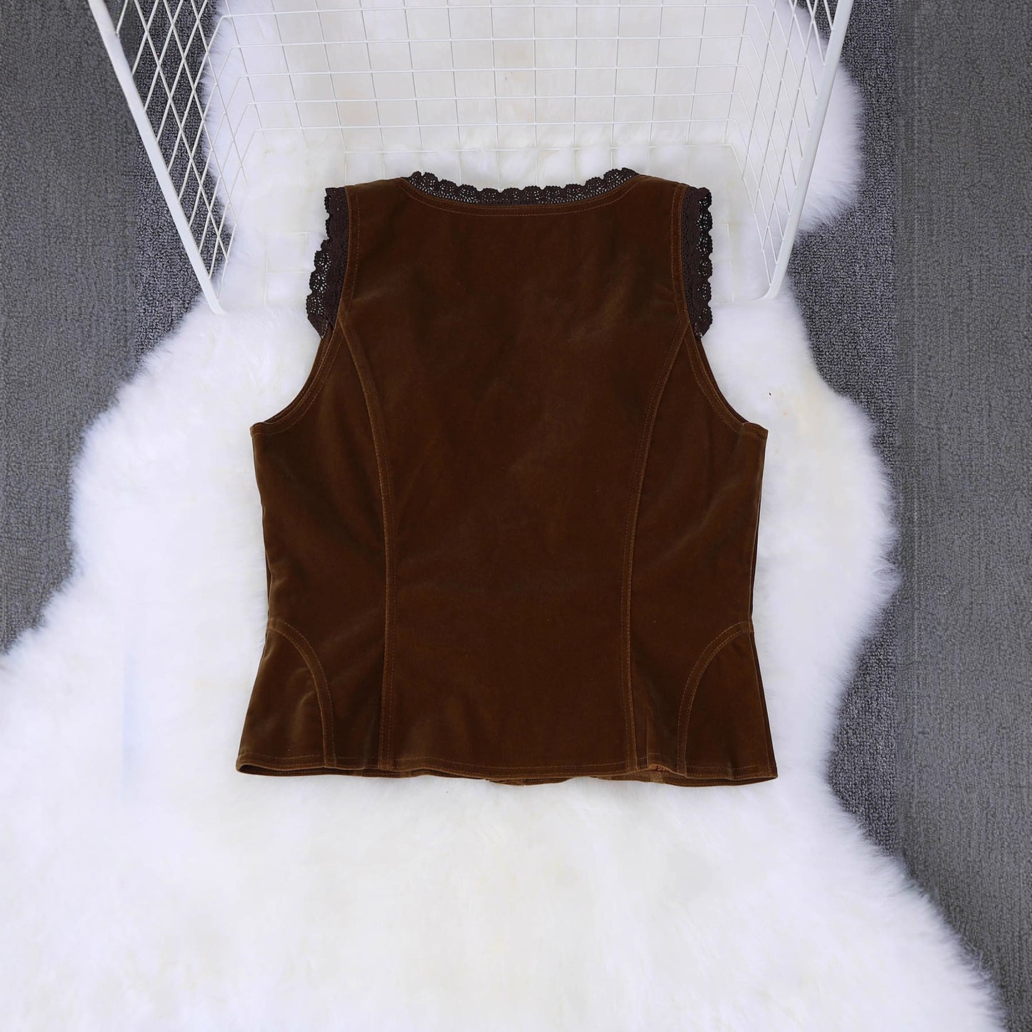Fashionable Elegant And Sexy Olive-green Buttoned Slim-fit Cardigan Vest