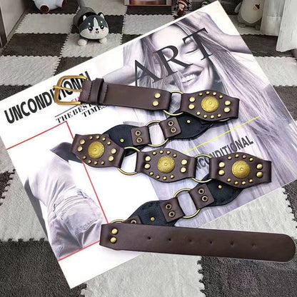 American Vintage Belt Women's Rivet Brown Leather