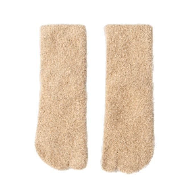 Women's Fleece-lined Thermal Winter Toe Socks Mid-calf Thick Warm