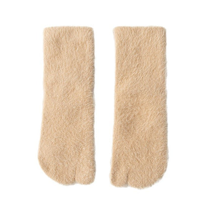 Women's Fleece-lined Thermal Winter Toe Socks Mid-calf Thick Warm