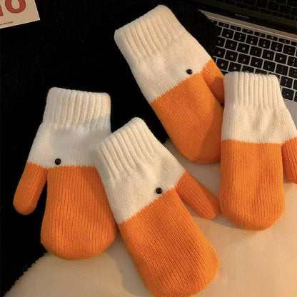 Handmade Funny Swan Knitted Knitting Wool Gloves