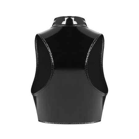 Sexy Women's Mirror Bright Leather Vest