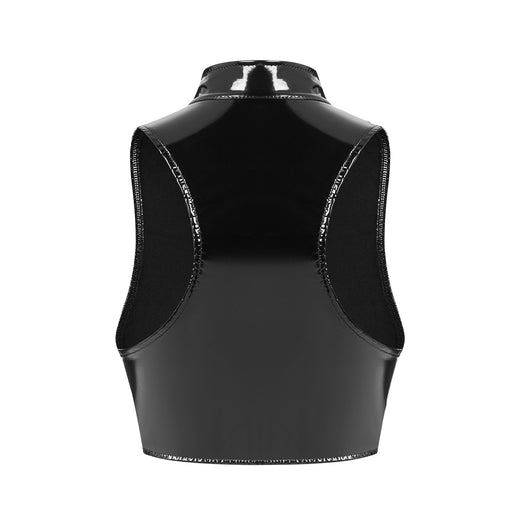 Sexy Women's Mirror Bright Leather Vest