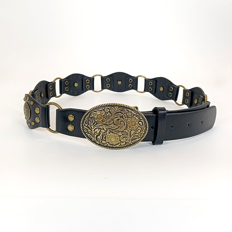 Retro Denim Female Ornament With Skirt All-matching Rivets Belt Fashion Waist Seal