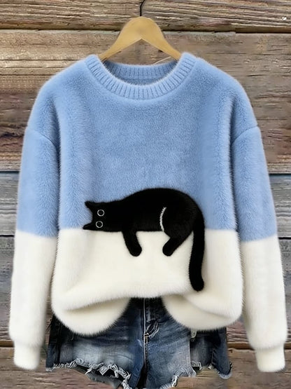 Womens Christmas Pullover Fleece Long-Sleeve Sweater