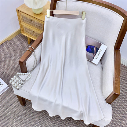 Water-wave-patterned Midi Skirt