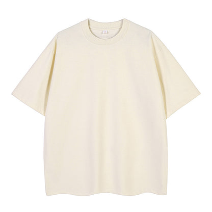 Double Yarn Short Sleeve Sweat-absorbing Cotton T-shirt Top