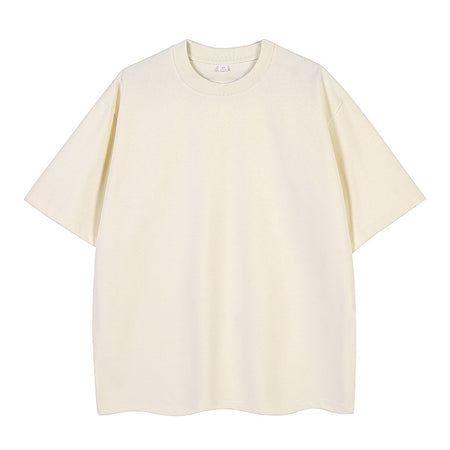 Double Yarn Short Sleeve Sweat-absorbing Cotton T-shirt Top