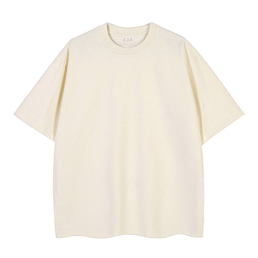 Double Yarn Short Sleeve Sweat-absorbing Cotton T-shirt Top