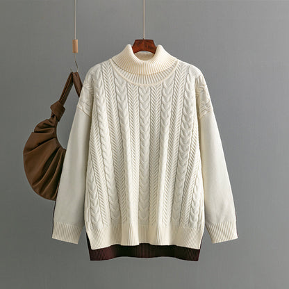 Two-tone Patchwork Jacquard Loose  Western-style Slimming Top For Women