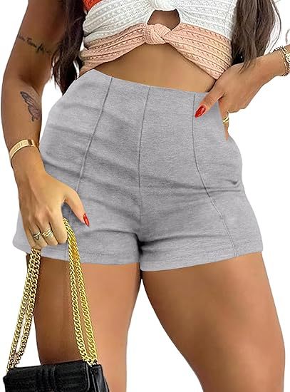 Stitched-detail Zipper Skinny Skater Shorts