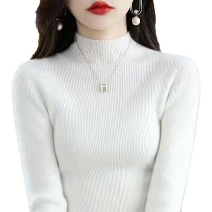 New Slim-fit Figure-flattering Sweater With A Half-high Neckline
