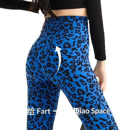 Womens Leopard-print Bootcut Pants With A High Waist For Spring And Autumn