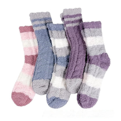 Striped Mid-calf Thickened Warm Coral Fleece Socks