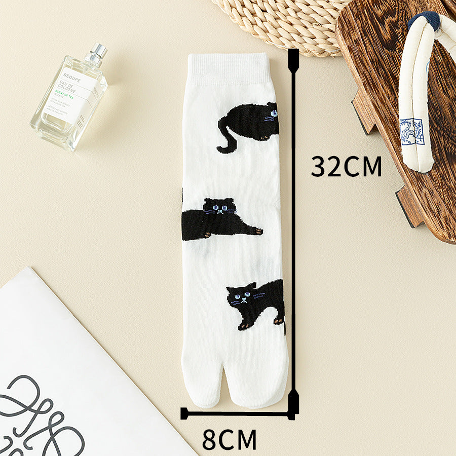 Thumb Toe Pig Hoof Shoes Sheep Hoof Socks Japanese Flower Pattern