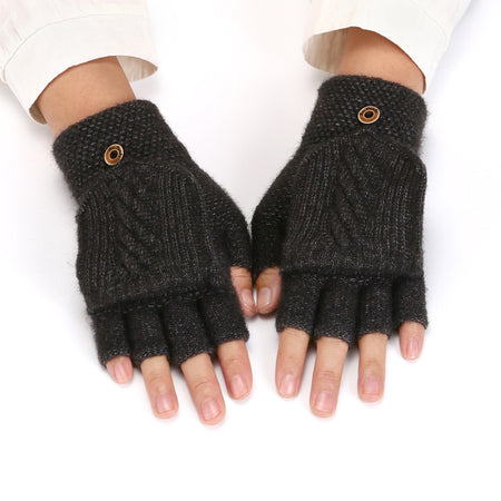Women's Korean-style Thickened Thermal Knit Gloves In Solid Colors For Winter