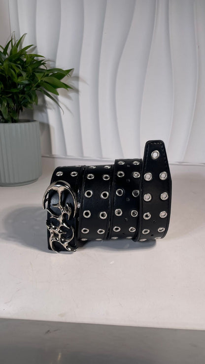 Personality Alien Punk Hollow Eye Rivet Belt Men