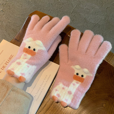 Winter Fingerless Knitted Gloves Touchscreen Warm Windproof