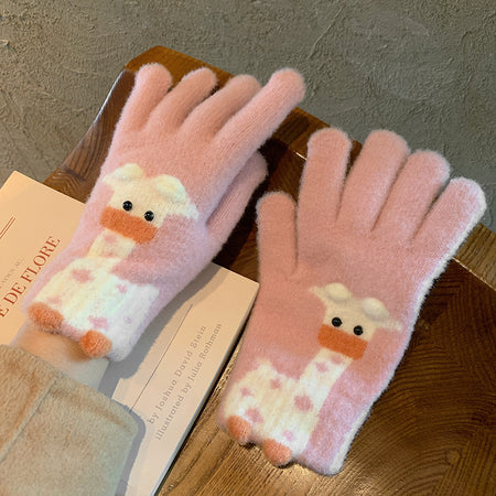Winter Fingerless Knitted Gloves Touchscreen Warm Windproof