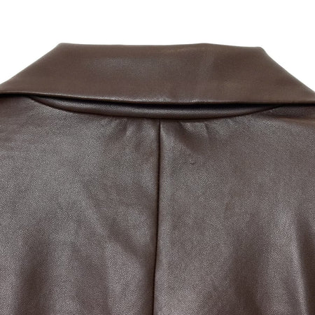 Simple Straight Leather Effect Blazer For Women