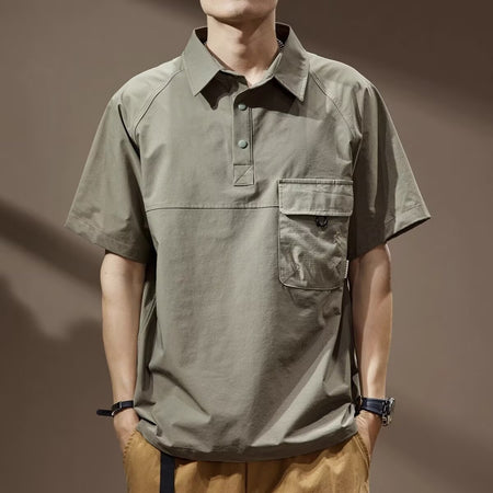 Mens Summer Retro Lapel Trendy T-Shirt