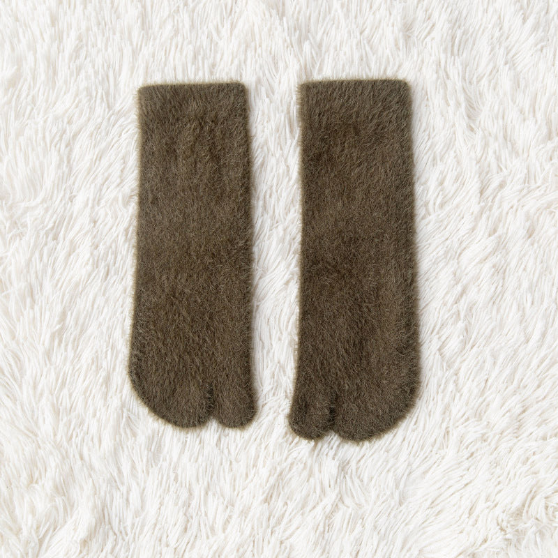 Women's Fleece-lined Thermal Winter Toe Socks Mid-calf Thick Warm