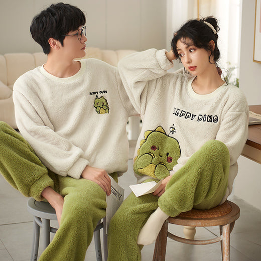 Coral Fleece Couple Household Velvet Pajamas