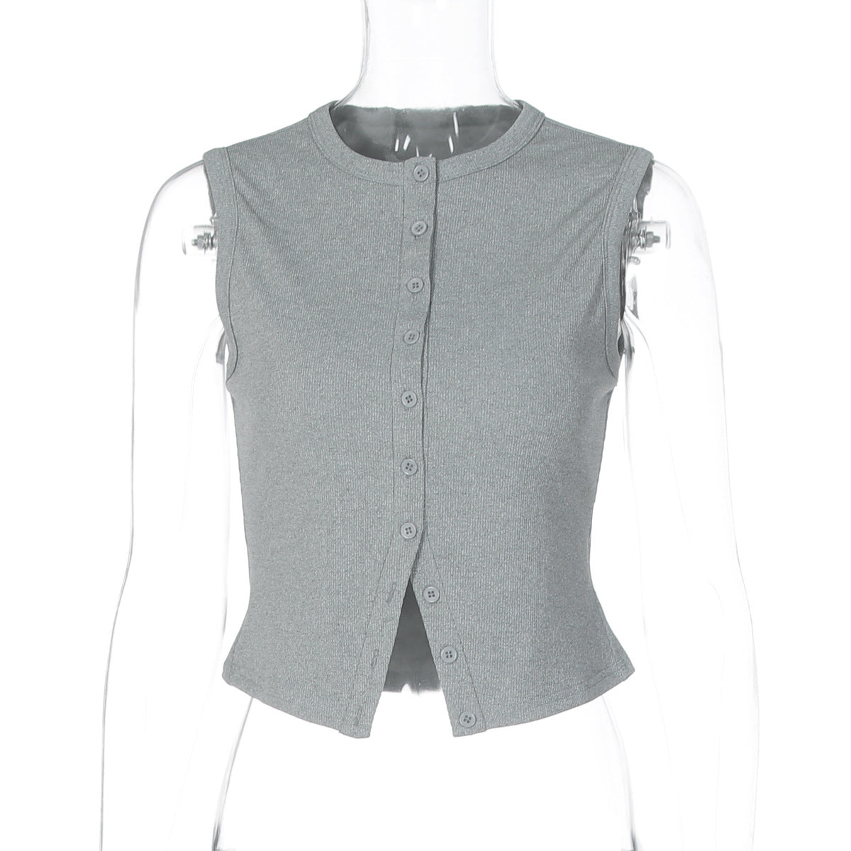 Women's Versatile Knitted Vest Top With Buttons