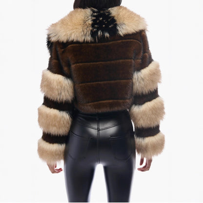 Women's Artificial Fur Environmental Protection Fur Short Lapels Coat