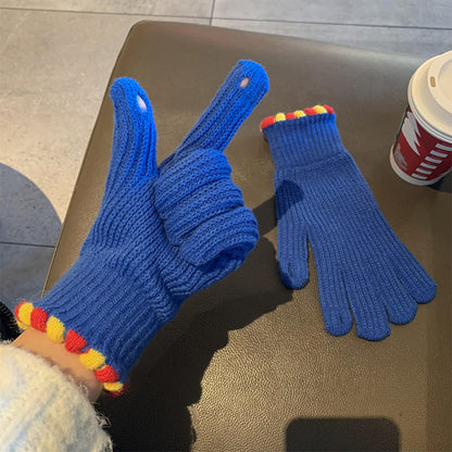 Winter Fingerless Knitted Gloves Touchscreen Warm Windproof