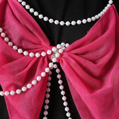 Women's New Arrival Niche Loose Pullover Top With Pearl Chain