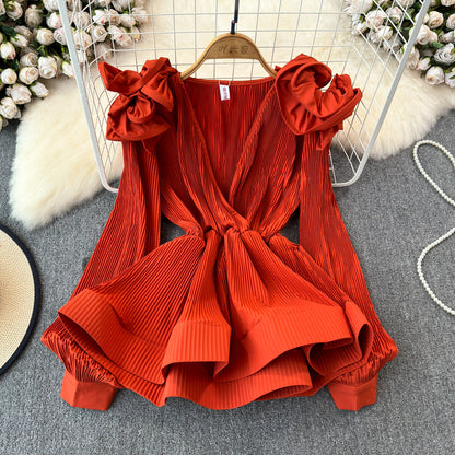 Ruffled-waist Blouse For Women Niche Style
