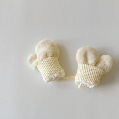 Fleece-lined Warm Finger Halter Baby Gloves