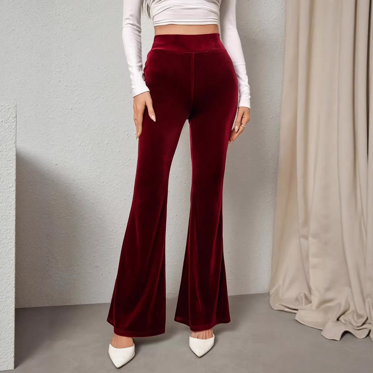 Slimming Casual High-waisted Womens Flared Pants