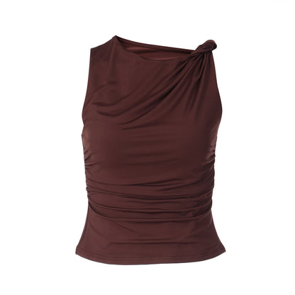 Women's Slim-fit Solid-color Sleeveless Top With A Twist Detail