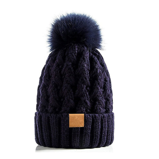 Snow Cap Knitted Hat Unisex Rolled Brim